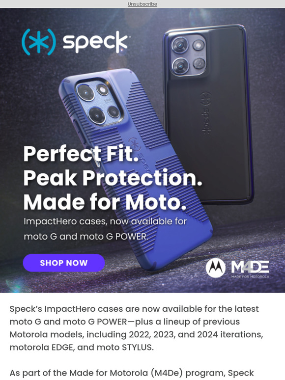 Designed for Moto. Built by Speck.