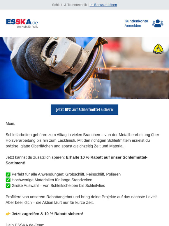 Perfektes Finish? Spare jetzt auf Schleifmittel!