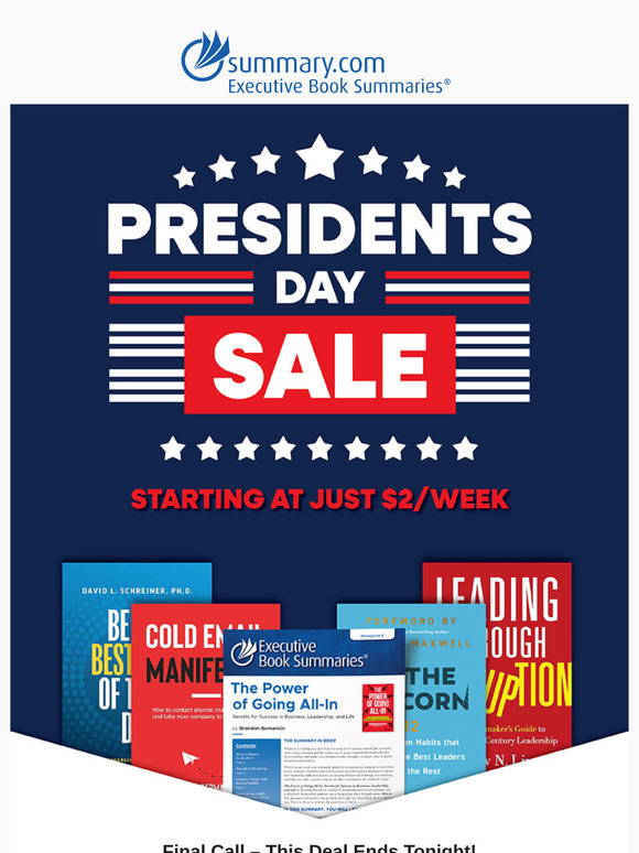 🚨 Final Hours: Presidents Day Deal End Tonight!