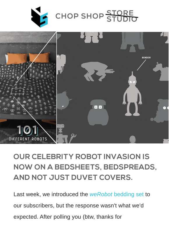 We Heard You: 101 Celebrity Robots Now on Bedspreads and Bedsheets