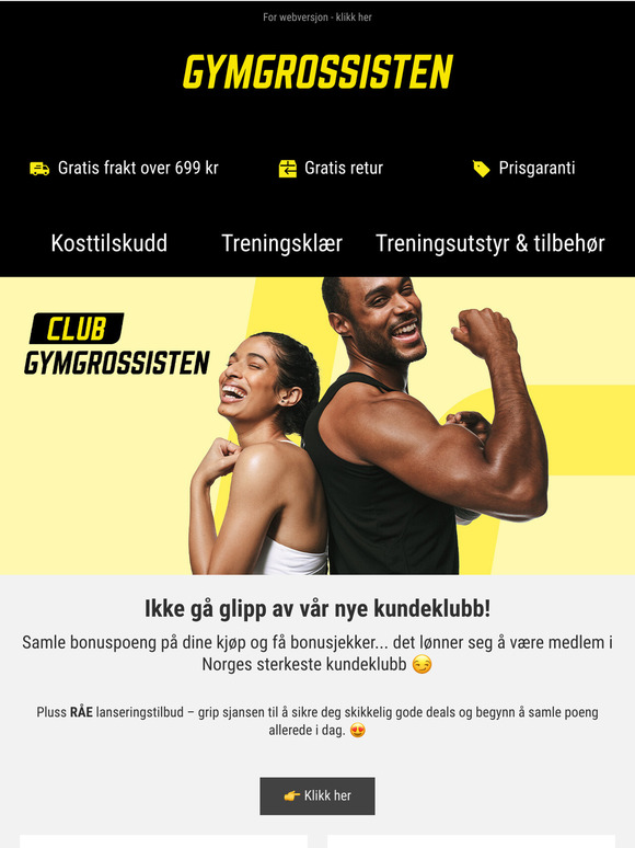 Bonuspoeng på dine kjøp og STERKE lanseringstilbud! Club Gymgrossisten 😍⭐