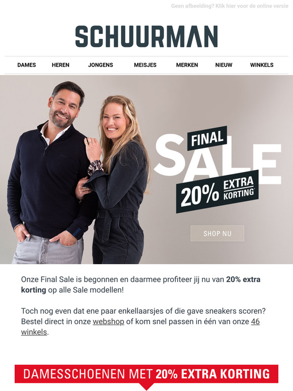 20% extra korting op de afgeprijsde collectie