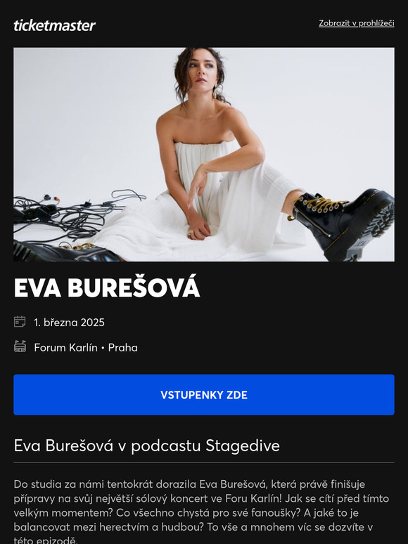 🎶🎫 Eva Burešová v podcastu Stagedive. Vyhrajte lístky na její největší koncert!