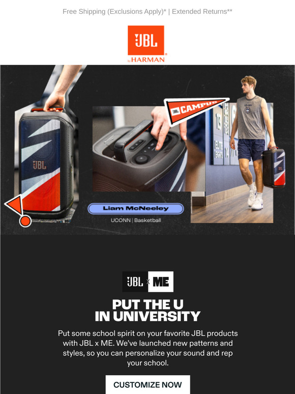 YOUR CAMPUS. YOUR COLORS. JBL X ME. New styles and patterns have arrived