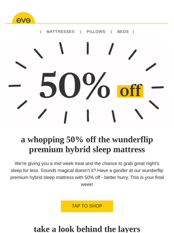 final week! 50% off your dream mattress ☁️