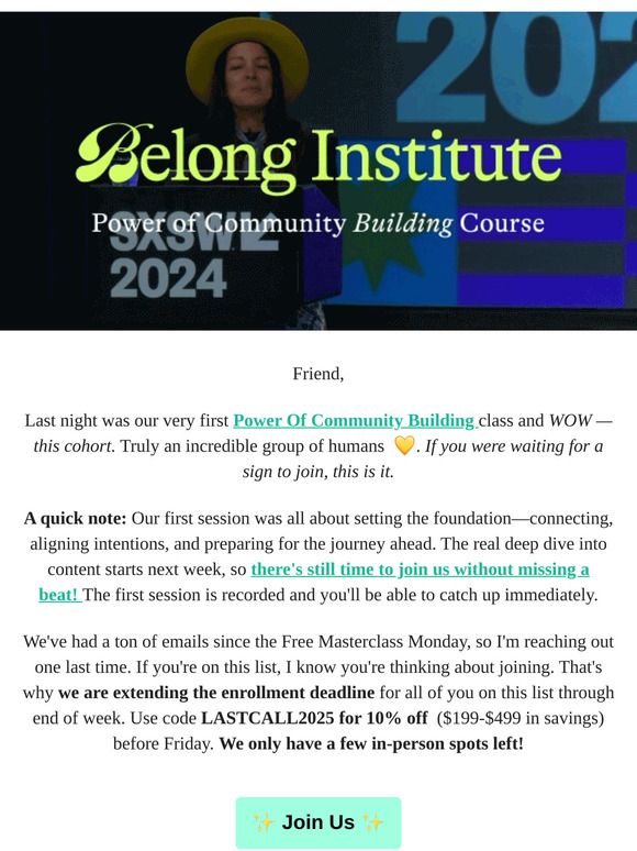 📣 FINAL Call to Sign Up for The Power of Community Building