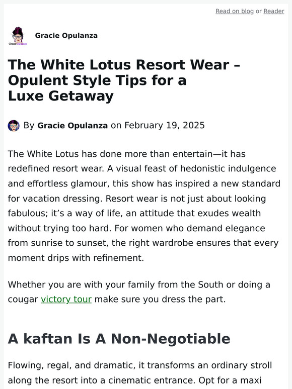 Gracie Opulanza The White Lotus Resort Wear Opulent Style Tips for a