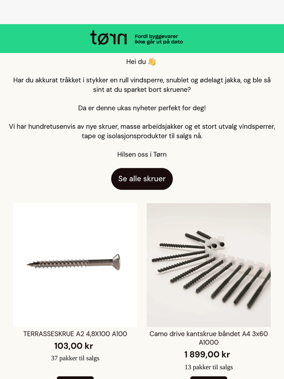 100.000+ nye skruer, flere HH jakker og mer isolasjon!