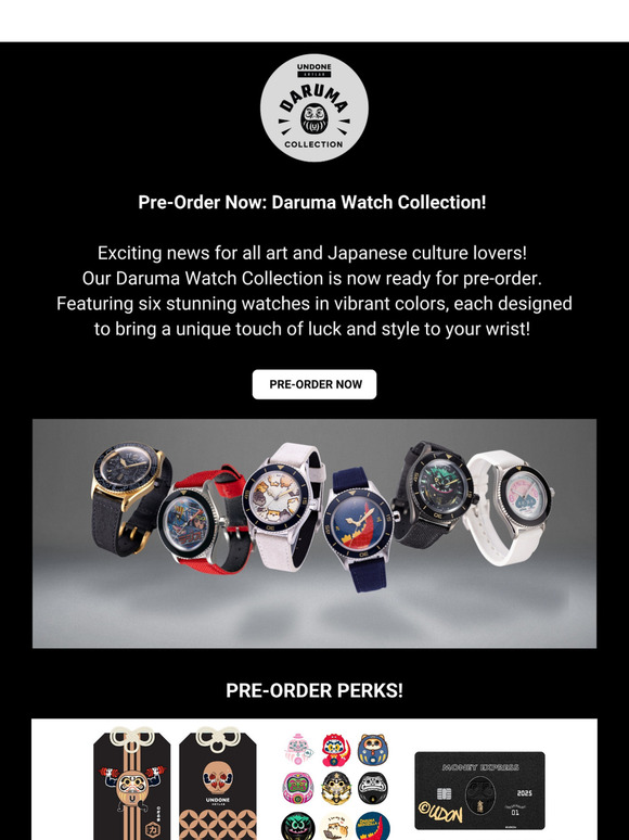 🎉 Pre-Order Now! The UNDONE Artlab Daruma watch collection is here 🔥
