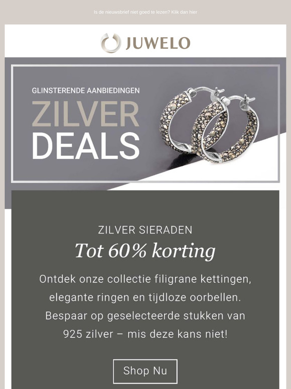 Bespaar vandaag tot 60% op zilveren sieraden ⏳