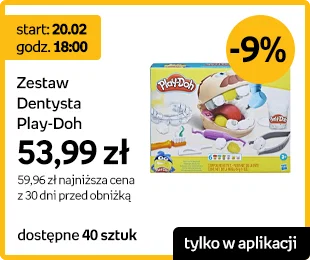 Start: 20.02 godz. 18:00 | Zestaw Dentysta Play-Doh | 53,99 zł | 59,96 zł najniższa cena z 30 dni przed obniżką | dostępne 40 sztuk | -9% | Tylko w aplikacji