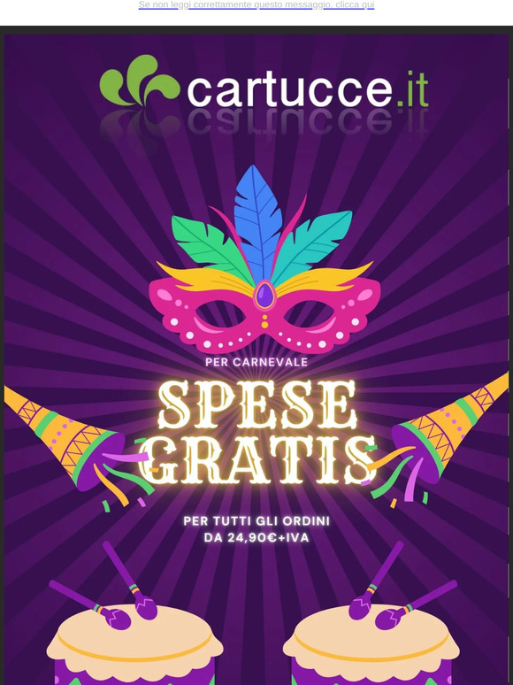 Su cartucce.it Spese di Trsporto GRATIS da €24,90+iva di materiale.