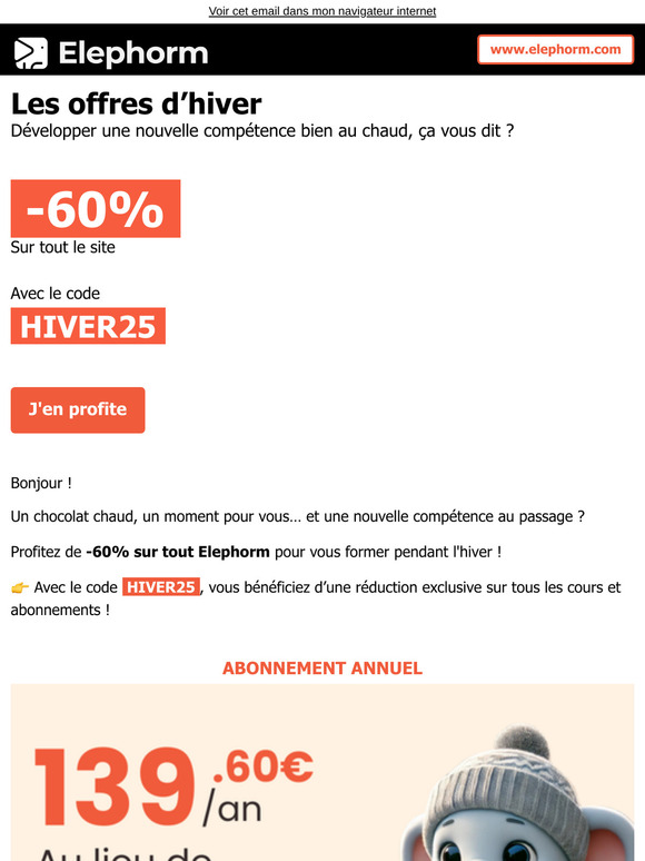 Profitez des offres d'hiver pour vous former et découvrir pleins de nouveaux cours.