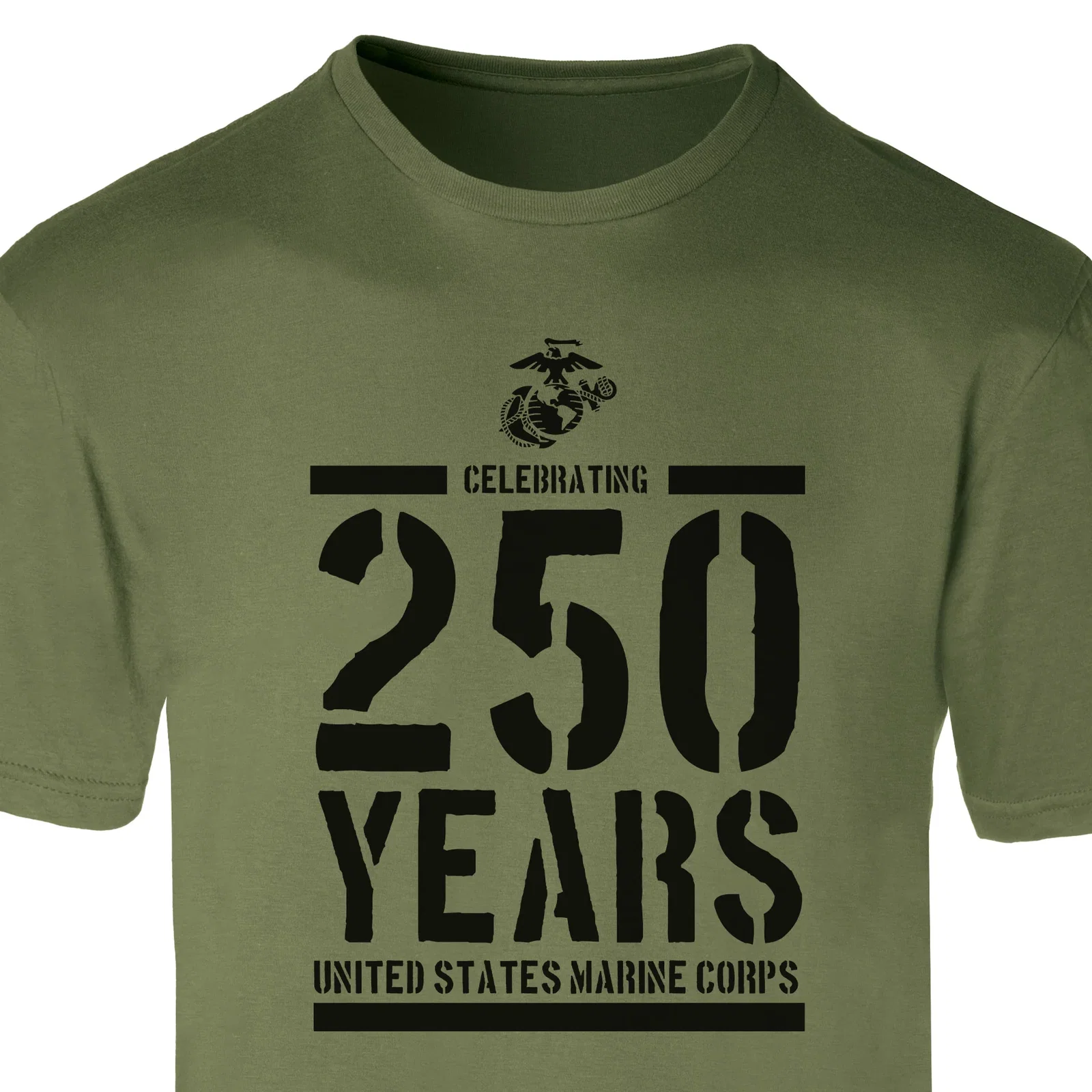 Image of USMC Celebrating 250 Years T-Shirt- OD Green