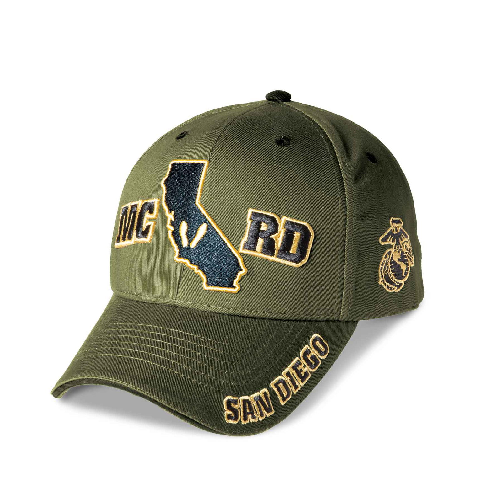 Image of MCRD San Diego Choose Your Rank/Logo Hat in OD Green