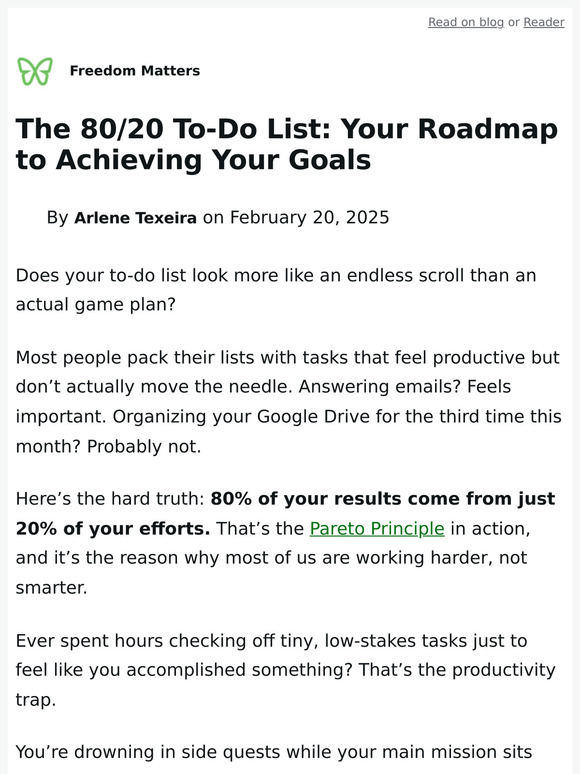 The 80/20 To-Do List: Your Roadmap to Achieving Your Goals