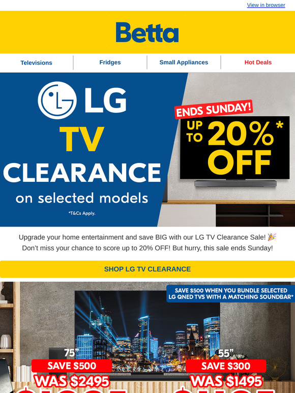 ⏳ 4 DAYS ONLY – Save Up to 20% on LG TVs! ⏳