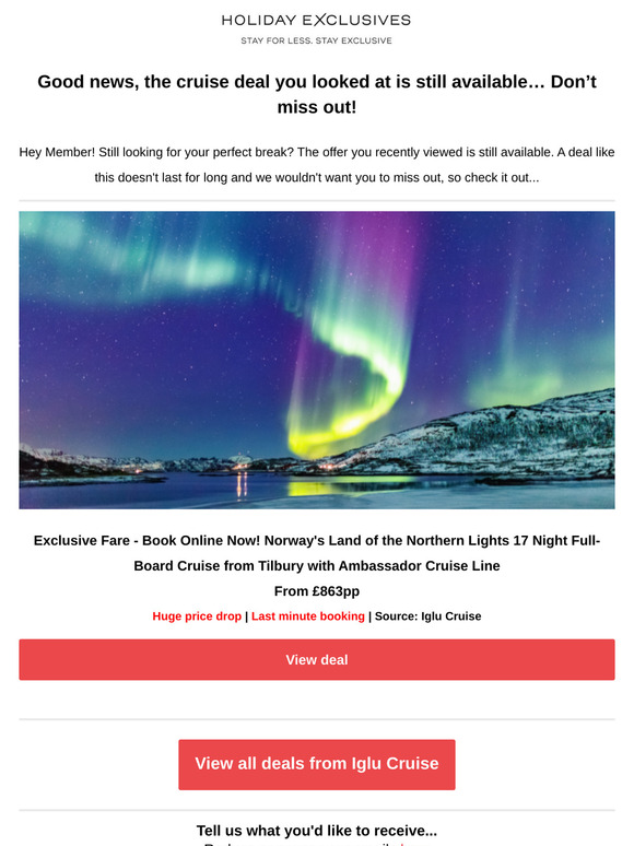 You recently viewed our Norway's Land of the Northern Lights 17 Night Full-Board Cruise