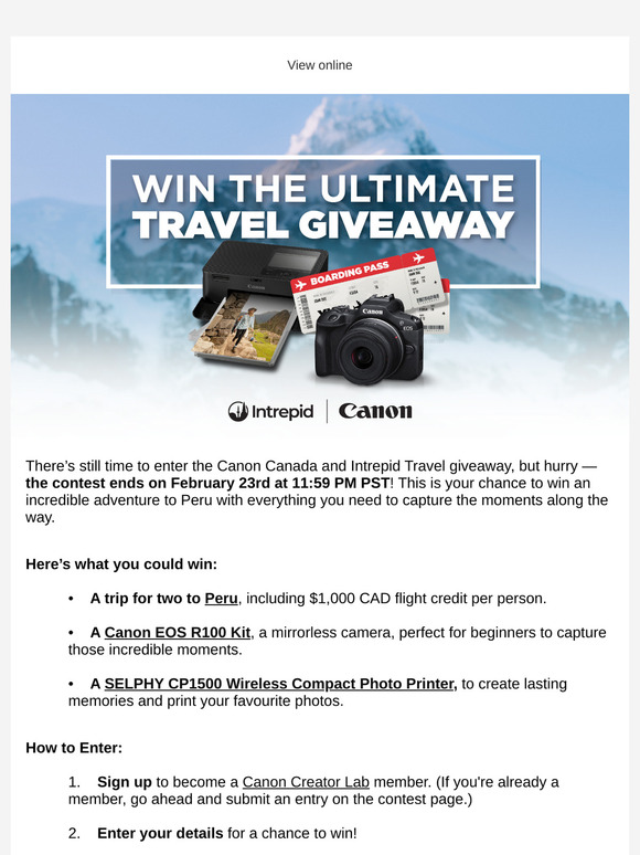 Win a Dream Trip to Peru + Canon Gear! 🌍📸