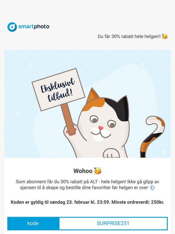 Du får 30% rabatt hele helgen!! 🥳