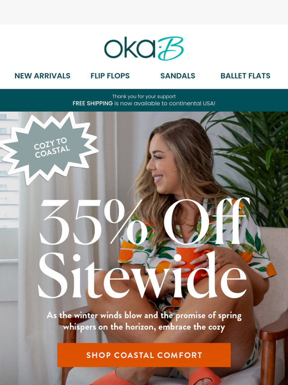 Coastal Comfort 35% Off Sitewide!