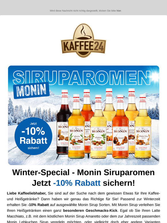 Monin Sirup Winter-Special 🥤☕ Jetzt 10% Rabatt sichern!