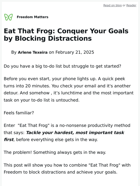Eat That Frog: Conquer Your Goals by Blocking Distractions