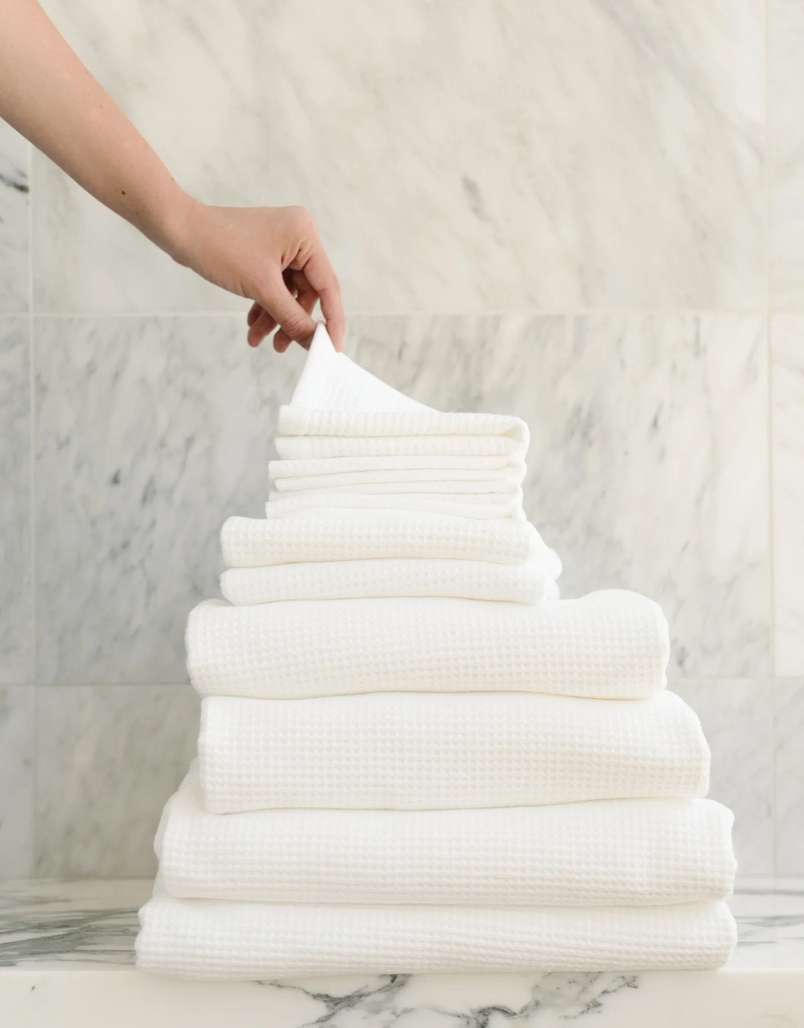 Image of Complete Waffle Bath Bundle - White
