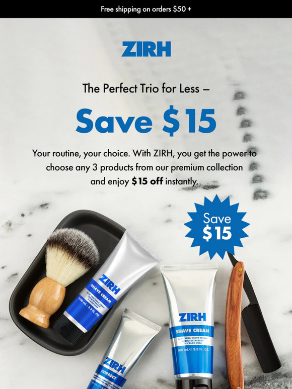 Pick, Bundle, Save: $15 Off 3 ZIRH Favorites