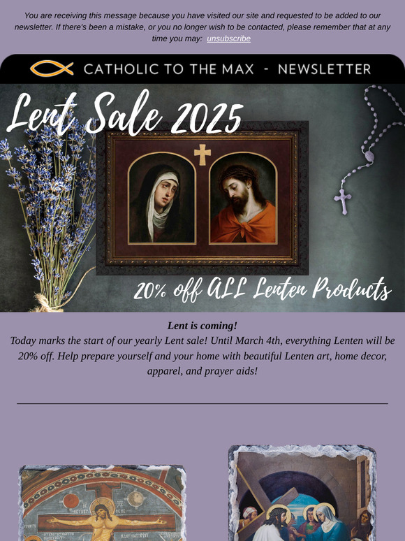 Prepare for Lent with our annual sale!