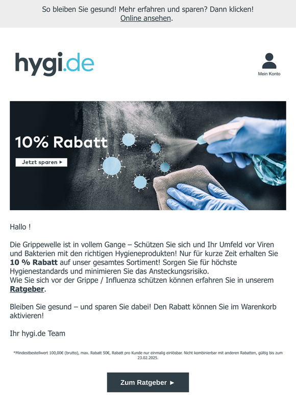 🚀 Hygiene-Booster gegen die Grippe – 10 % Rabatt sichern!