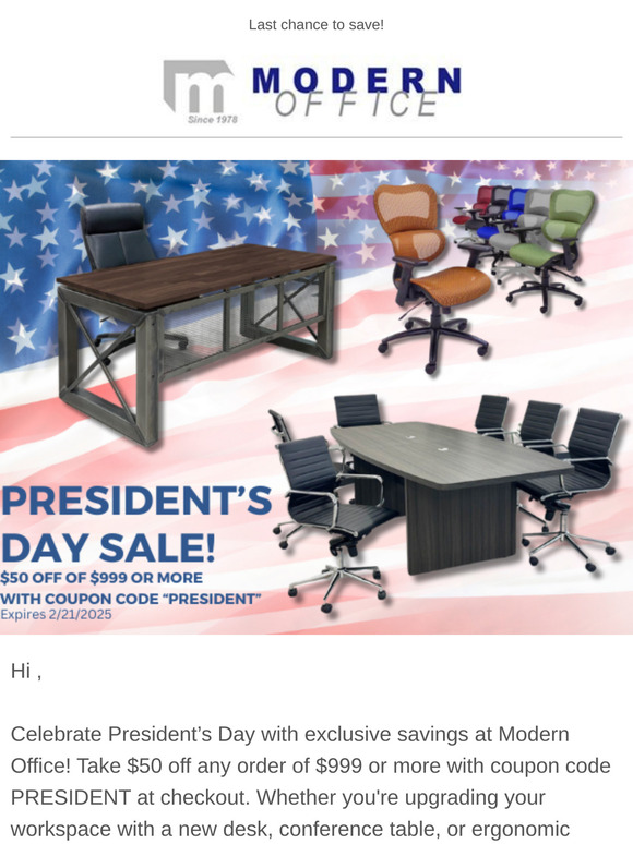 LAST CHANCE: President's Day Sale Ends Tonight - Shop Now!