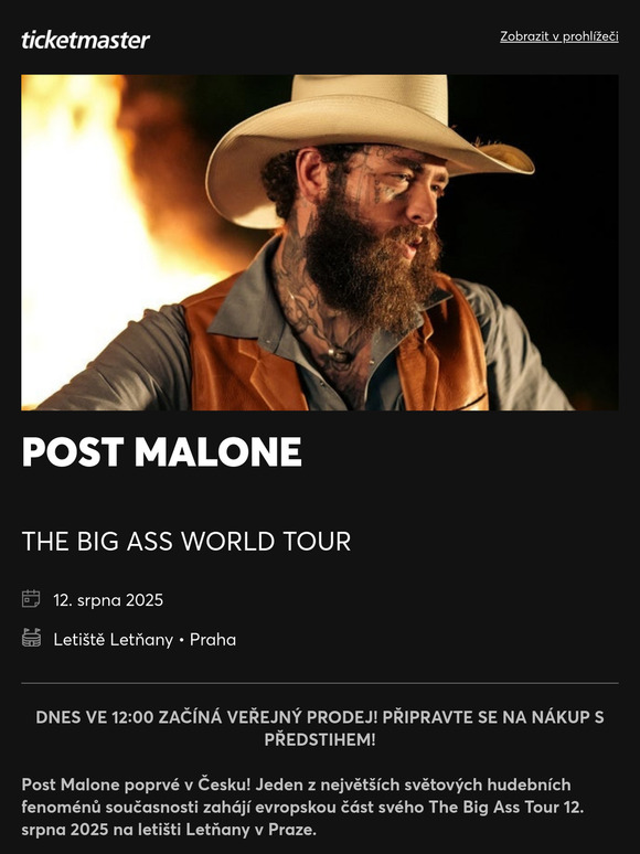 POST MALONE POPRVÉ V ČESKU! VSTUPENKY DNES V PRODEJI!