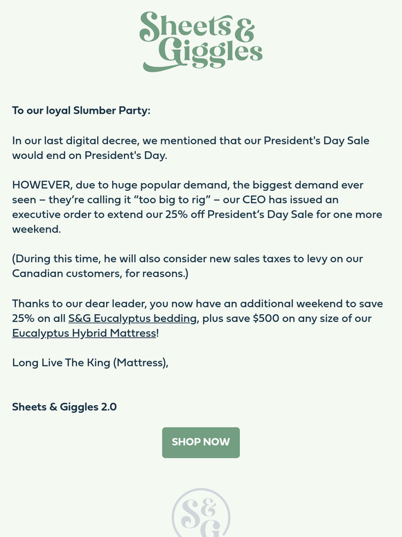 President's Day Sale Extended