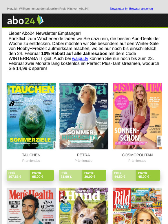 Februar-Deals: 2 Monate waipu.tv gratis | 10% Rabatt bei Hobby+Freizeit💥