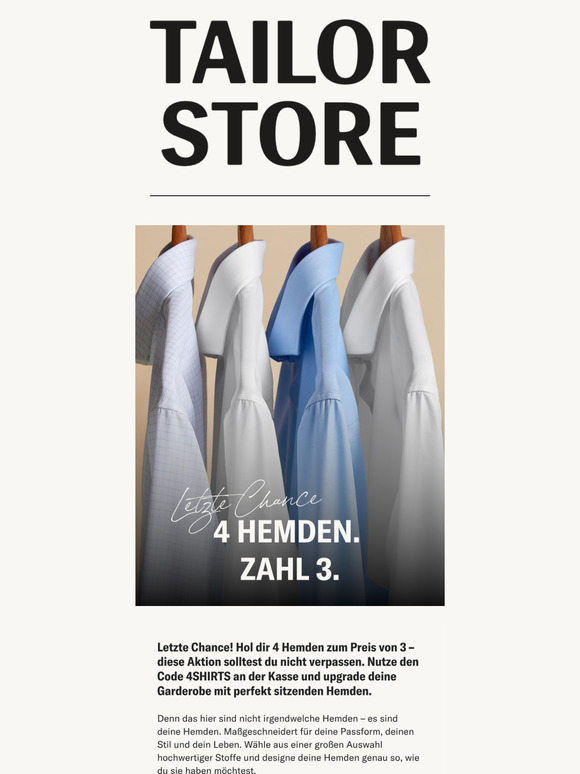 Letzte Chance: 4 Hemden zum Preis von 3