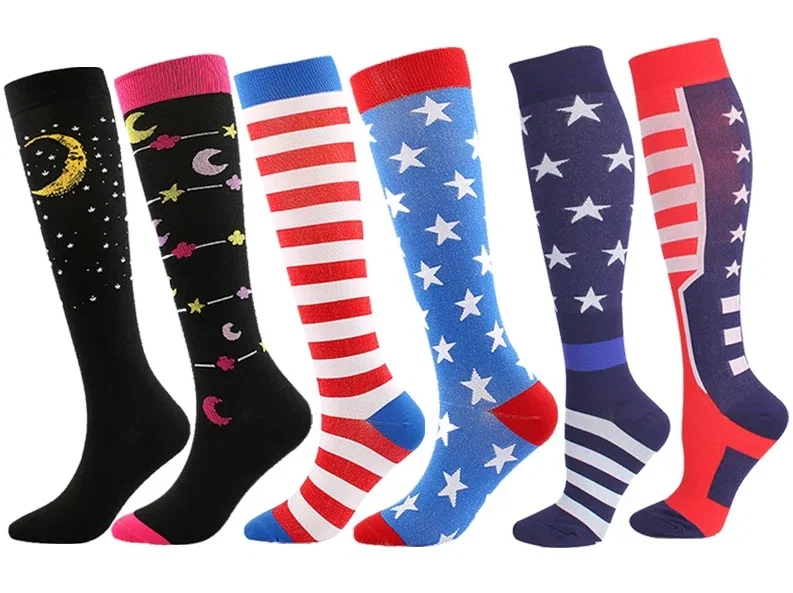 ROYALUCK 6 Pairs American Flag Socks Compression Socks for Women &amp; Men