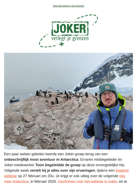 Op expeditie naar Antarctica met een Joker-groep