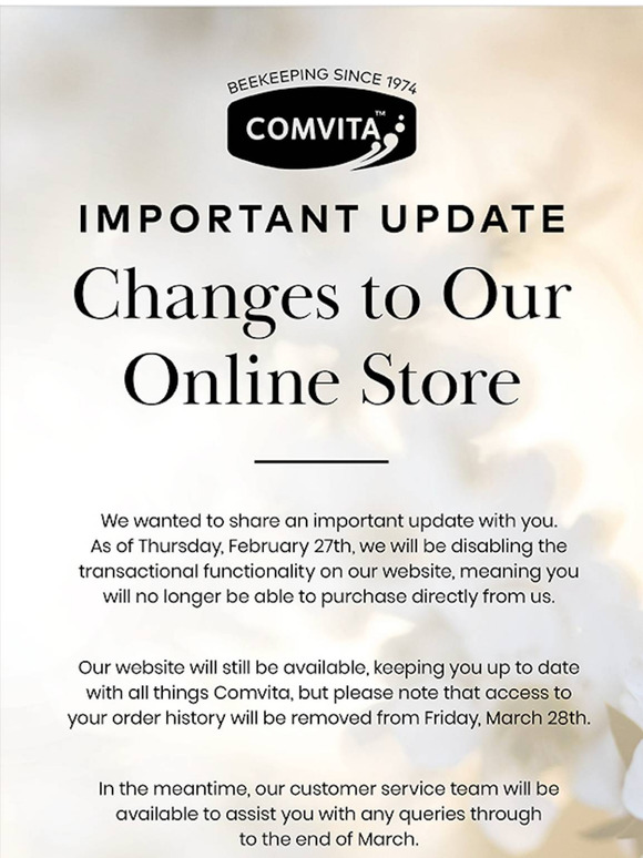Important Update – Changes to Our Online Store