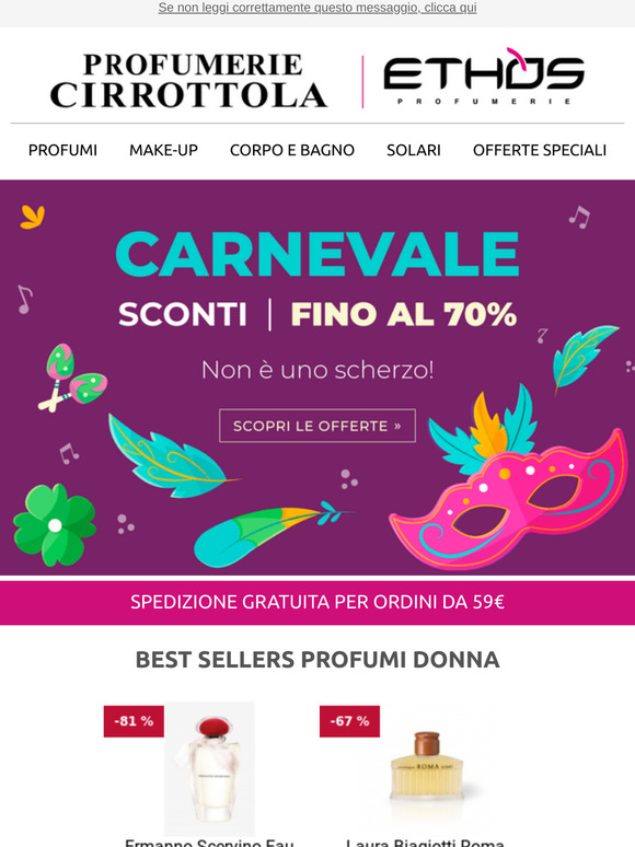 Sconti di Carnevale fino al -70% 🎉 Non è uno scherzo! Acquista online
