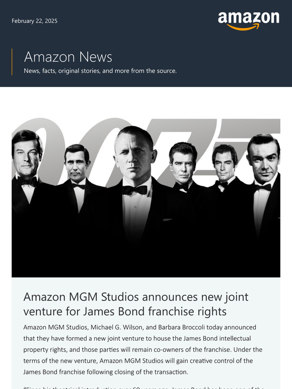 Amazon MGM Studios announces new joint venture for James Bond franchise rights