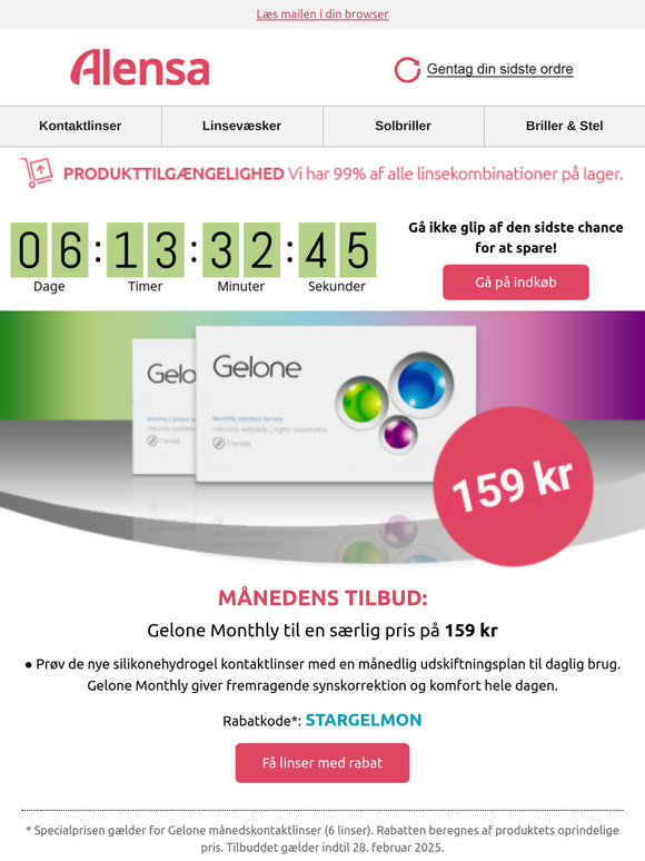 Sidste chance for at spare: Gelone Monthly-linser til en særlig pris på 159 kr