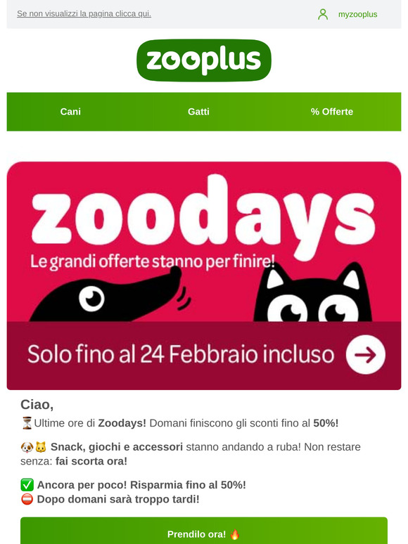 Zoodays ⏳ Finiscono domani: sconti fino al 50%!