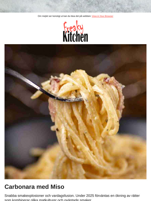 Grym smakfusion  Testa Carbonara med miso!