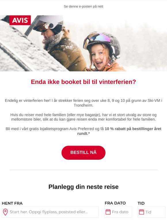 Leiebil til vinterferien