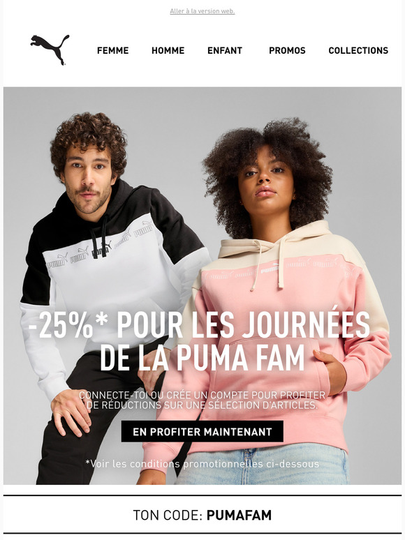 -25%* pour les Journées de la PUMA Fam