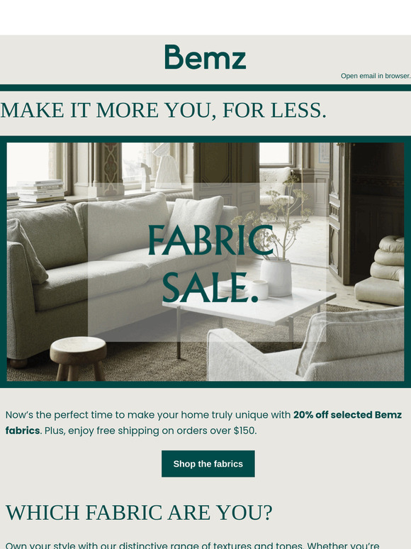 Refresh your space with our fabric sale
