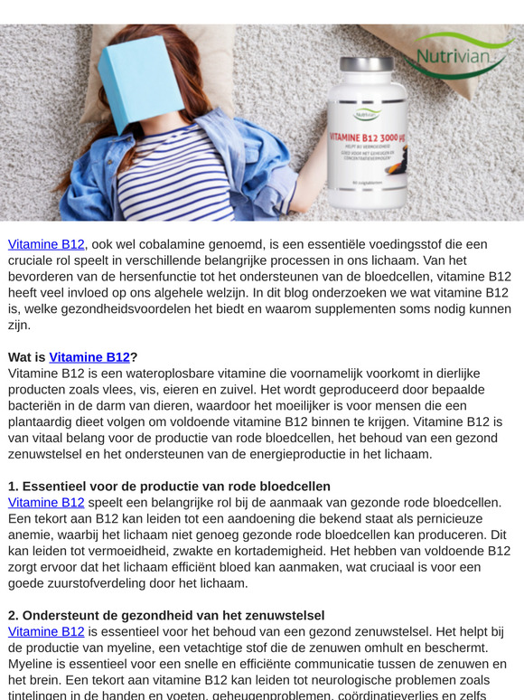 Vitamine B12: essentieel voor energie, mentale weerbaarheid en meer..