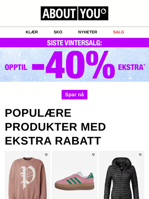 Ikke gå glipp av det: Opptil -40% EKSTRA