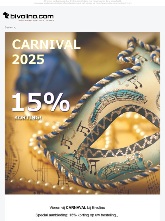 Carnaval gevoelens: 15% korting!🎆